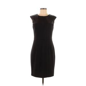 Calvin Klein Black Sheath Dress with Faux Leather Accent